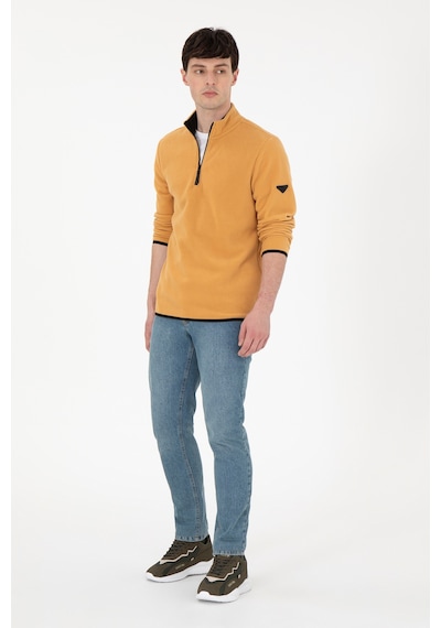 U.S. Polo Assn. Erkek Yarım Fermuarlı Camel Basic Polar Sweatshirt 50298085-VR015