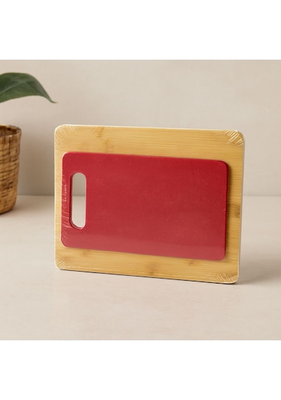 Bambu Ve Plastik Kesme Tahtası 2'li Set 22x28 & 15x25 Cm Çok Renkli