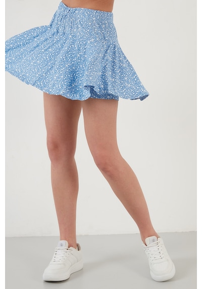 Lela Beli Lastikli Mini Şort Etek Bayan Etek 5864024 Bebe Mavi