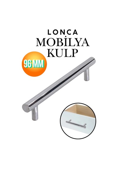 Lonca 96 Mm 9.6 Cm Metal Parlak Krom Mobilya Ve Mutfak Dolap Çekmece Kulpu Dolap Kulbu Şık Tasarım Kulp İnox İnox