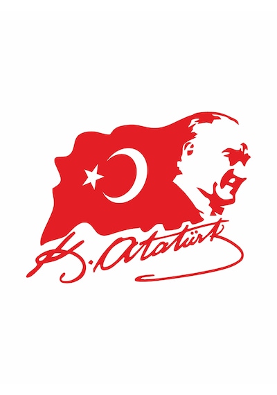 Atatürk Silet Ve Bayrak Ay Yıldız Sticker - Atatürk Türkiye Mustafa Kemal Atatürk Sticker - Araba Oto Motosiklet Karavan Cam Sticker - 02511 12x9 Cm