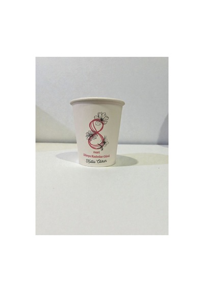 8 Mart Kadınlar Günü Desenli Tek Kullanımlık 7 Oz 100 Adet Üreticiden Karton Bardak 1
