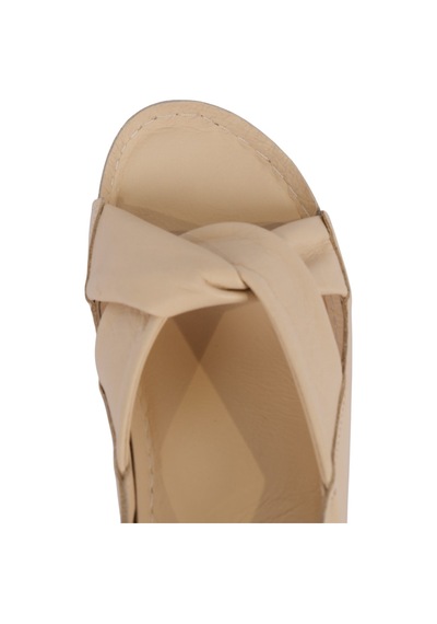 Napa Shoes Hakiki Deri Arka Bantlı Çapraz Rahat Taban Kadın Sandalet Napa-224 Bej