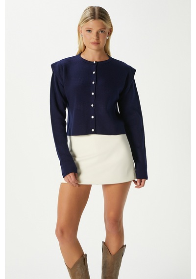 Ritnice Kadın Diana Lacivert Omuz Detaylı Triko Hırka Lacivert