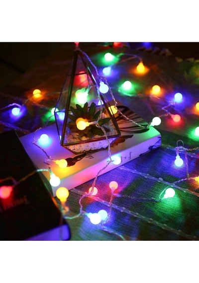 Tr Menfry Solar Güneş Enerjili Rgb Led 7 Metre 50 Led Top Beyaz Top Bahçe Aydınlatma Led Işık