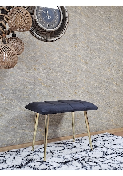 Zafir Gold Sivriltme Ayaklı 60 Cm Puf Bench - Puf - Bench - Oturak - Mutfak Oturağı - Antre Oturağı Füme