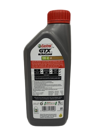 Castrol Gtx Ultraclean 10W-40 A/B Sentetik Motor Yağı 1 L