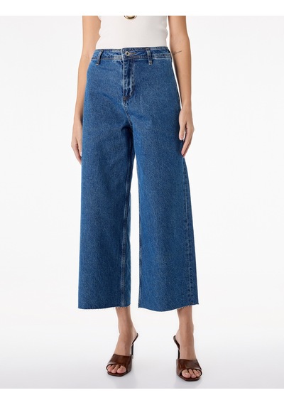 Koton Düğmeli Yüksek Bel Rahat Kesim Denim Pantolon - Culotte Jeans Orta İndigo 6sal40112md Koton Düğmeli Yüksek Bel Rahat Kesim Denim Pantolon - Culotte Jeans Orta İndigo 6sal40112md