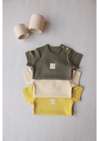 Oh La La Koala 3lü Basic Kısa Kollu Çıt Çıtlı Body Zıbın Model 8 Çok Renkli