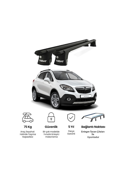 Trio-ıı Opel Mokka 2012 Ve Sonrası Uyumlu Siyah Kilitli Ara Atkı 120cm Port Bagaj Tavan Barı