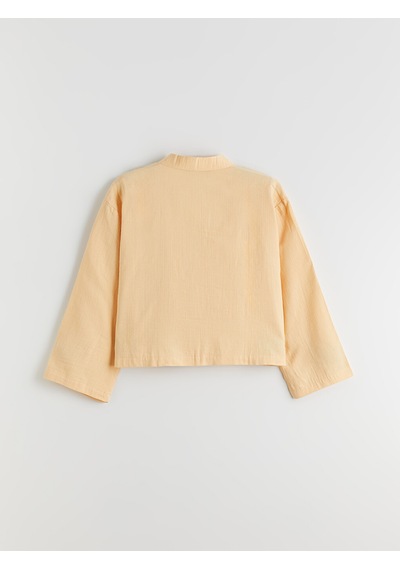 Lcw Modest Sarı V Yaka Oversize Müslin Kadın Kimono