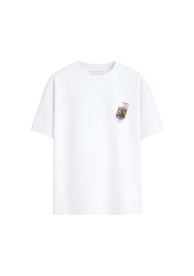 Black Nova Oversize Baskılı Unisex %100 Pamuk T-shirt Forever Beyaz