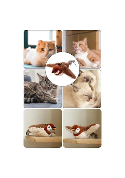 Şarjlı Peluş Uçan Kuş Oyuncak Hareketli Kanat Çırpan Kedi Oyuncağı Yeni Nesil Evcil Hayvan Oyuncak