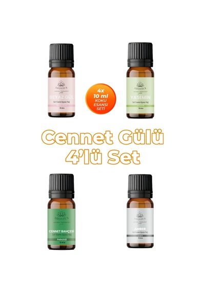 Cennet Gülü Esansiyel Uçucu Koku Yağı Buhurdanlık Yağı Difüzör Esansı 4'lü Set 4x10ml Karışık