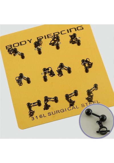 Siyah - 511 - Renkli Sallantılı Çelik Piercing - Shophnrl - 1 Adet