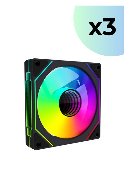 Supernova İle Uyumlu 3 Adet 6pın Argb Fan Hexagon Aynalı 6 Pin Kontrolcüye Bağlanan Fan Seti Siyah