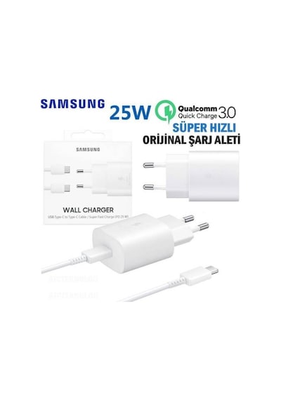 Samsung Uyumlu Ta800 Type-C Hızlı Şarj Aleti Kablo Set 25W Beyaz (485254113)