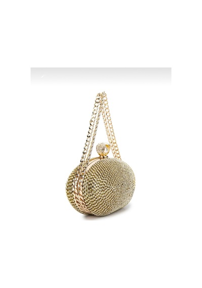 Aylesh Aurelia Gold Taşlı Zincir Askılı Abiye Clutch Çanta Altın Altın