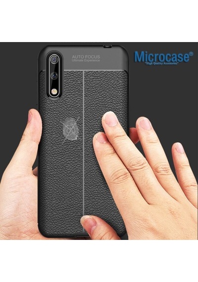 Microcase Huawei P Smart S / Y8P Leather Silikon Kilif - Siyah 446755615