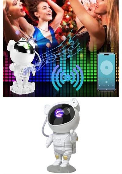 Projeksiyon Astronot Lamba Speaker Sevimli Astronot Bluetooth Hoparlör Düz Renkli