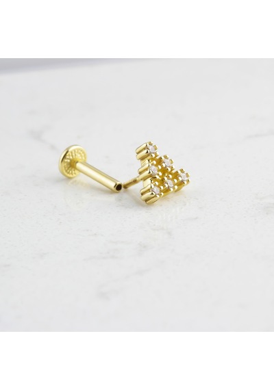 Glorria Altın Piramit Tragus Piercing Çok Renkli