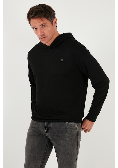 Buratti Relaxed Fit Kapüşonlu Yumuşak Dokulu Erkek Sweat 5901063 Siyah