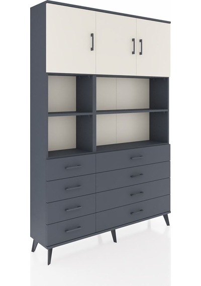 Arges Dolap 8 Raflı 8 Çekmeceli 3 Kapaklı 132x30x195 Antrasit-aytaşı/antrasit Aytası/antrasıt Arges Dolap 8 Raflı 8 Çekmeceli 3 Kapaklı 132x30x195 Antrasit-aytaşı/antrasit Aytası/antrasıt