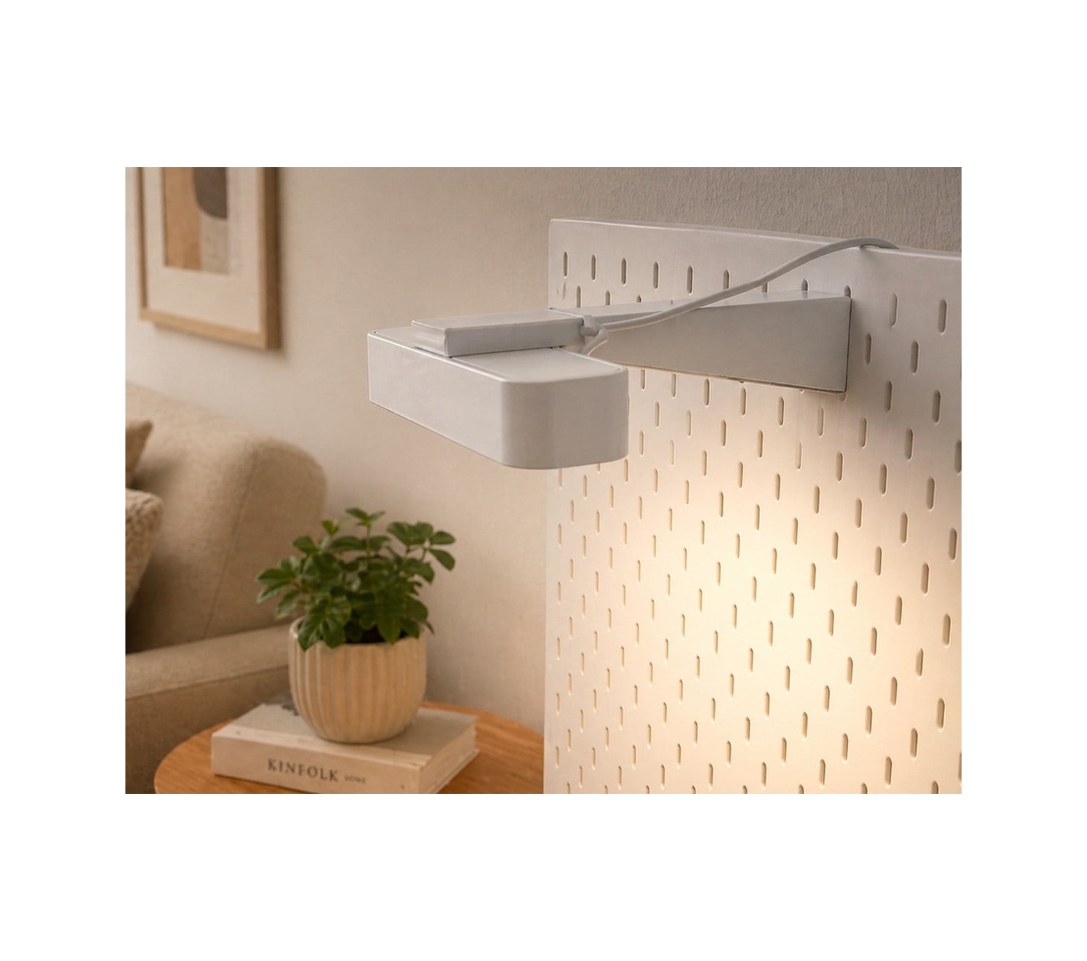 Skadis Uyumlu Işık Barı Montaj Aparatı Pegboard Raf Tutucu 3d Baskı Beyaz