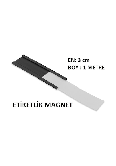 Kanallı Etiketlik Şerit Mıknatıs Magnet - Raf Mıknatısı - 1 Metre