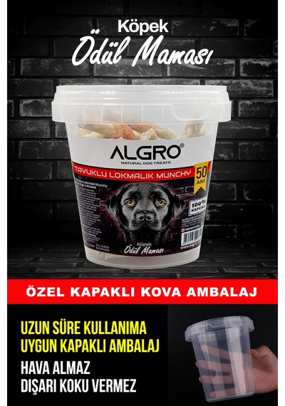 Algro Tavuk Göğüs Etli Lokmalık Munchy Stick 50 Adet 3 Kova