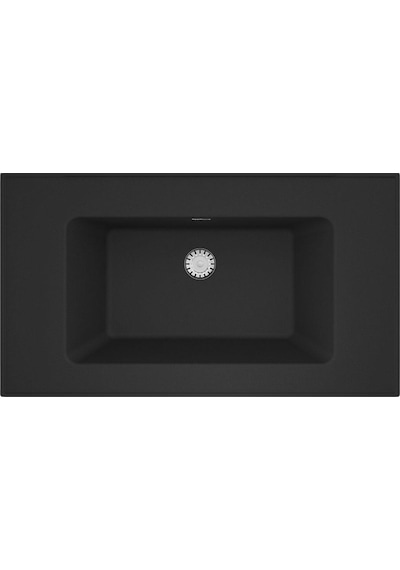 Real Stone Zenıth 80 Etajerli Siyah Granit Banyo Lavabosu 80x45 Siyah
