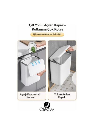 Ayrex 8.8 Lt Pp Malzeme Mutfak Tezgah Üstü Ve Dolap Askılı Çöp Kovası Genel