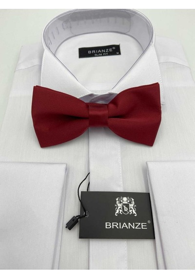 Brianze Bordo Düz Renk Saten Papyon Bordo