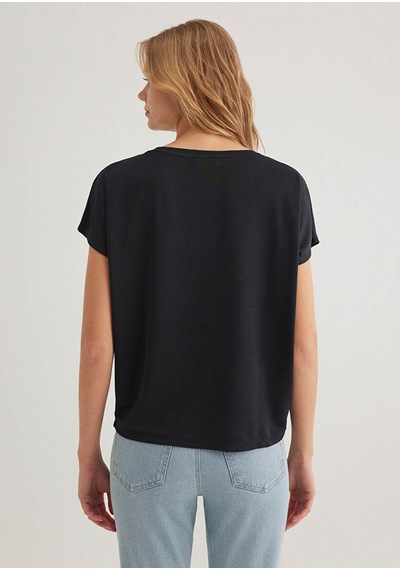 Mavi Lux Touch Modal Basic Siyah Kadın T-shirt M167245-900 SIYAH
