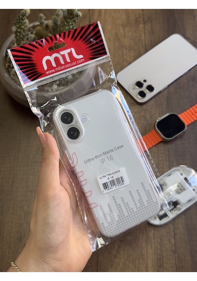 Apple iPhone 16 Uyumlu Süper İnce Mat Ultra Thin Silikon Kılıf Buzlu Beyaz