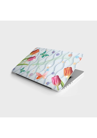 Laptop Sticker Bilgisayar Notebook Pc Kaplama Etiketi 3d Lale Kelebek