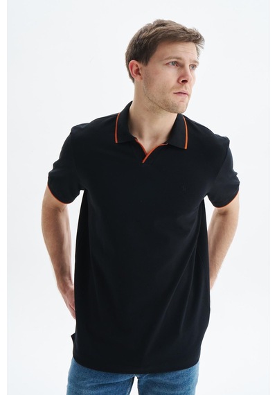 AR-MA Arma Erkek Regular Fit Basic % 100 Pamuk Pike Polo Yaka Tişört Y29374353802 Siyah