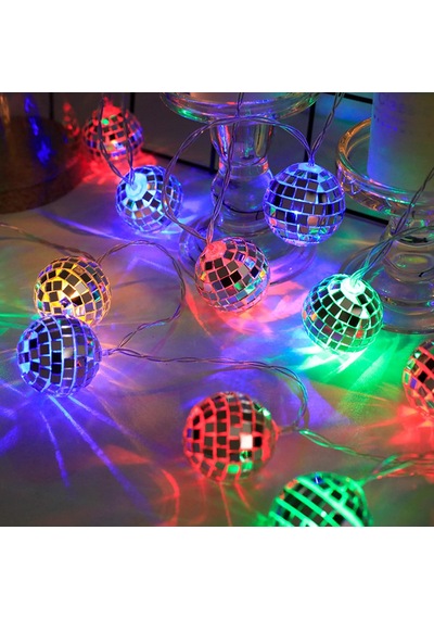 2 Metre 10 Led Rgb Aynalı Top Işık Pilli, 2 Fonksiyonlu Dekoratif Renkli Aydınlatma 2 Metre