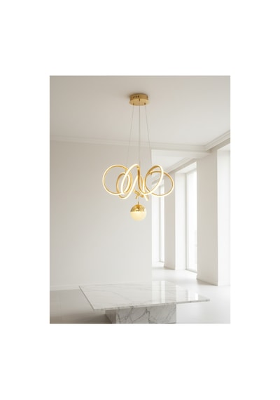 Lzy Avize Store Modern Gold Cam Avize Yatak Odası - Hol - Salon Sarı Sarı