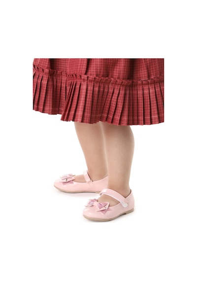 Kiko Kids Cırtlı Kum Sim Fiyonklu Kız Çocuk Babet Ayakkabı Ege 202 Rugan Pembe