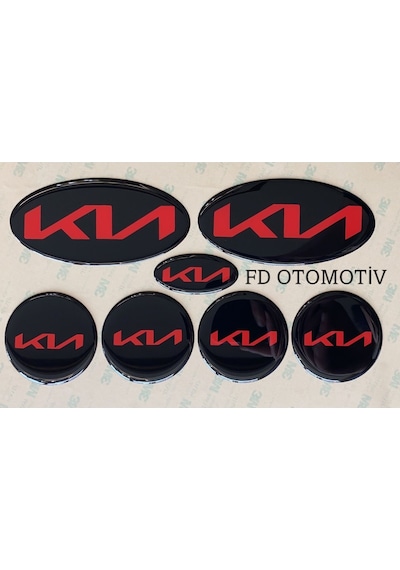 Kia Ceed, Rio, Cerato Özel Yeni Yazılı Kia Logo Amblem Takım Siyah-kırmızı