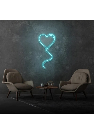 Kalpli Balon Şekilli Neon Tabela Turkuaz