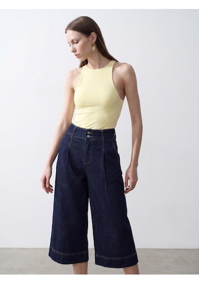 Dilvin 32836 Halter Yaka Bodysuit-açık Sarı