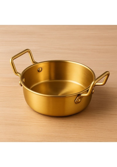 Qerhome Saplı Gold Sunumluk & Meze Sunumluk Çelik 1 Adet 12 Cm Stainless Steel Bambu
