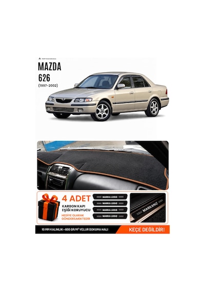 Mazda 626 1997-2002 Uyumlu Torpido Örtüsü, Torpido Kılıfı - Siyah Kahverengi