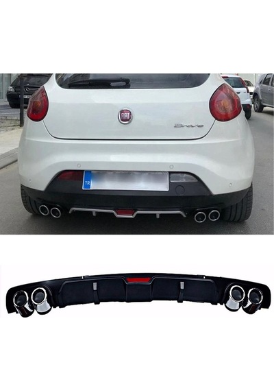 Fiat Bravo Siyah Difüzör 4 Krom Egzoz Görünümlü Difizör Arka Ek Body Kit 2006 -2016 Uyumlu