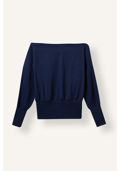 Defacto Loose Fit Geniş Ribanalı Omzu Açık Basic Sweatshirt I4990ax26aunv241 Lacivert-nv241