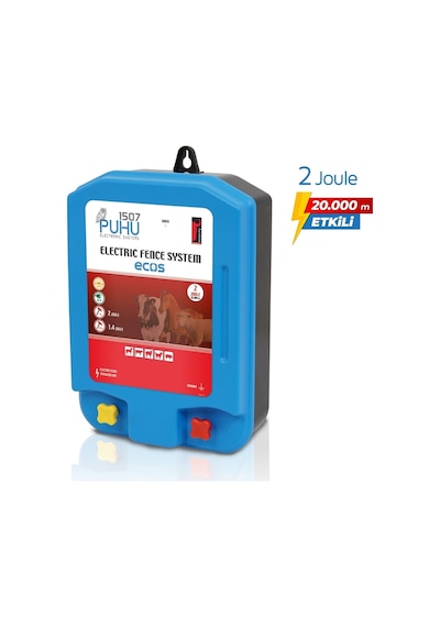 Puhu Ecos Güneş Enerjili Elektrikli Çit Cihazı 2 Joule 20w Panel + 12v/14ah Jel Akü