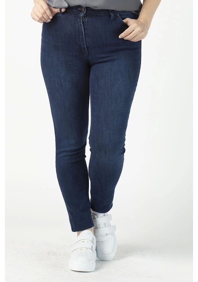 Moda Berray P001m Düz Renk Tam Kalıp Dar Paça Büyük Beden Kot Pantolon Mavi Mavi