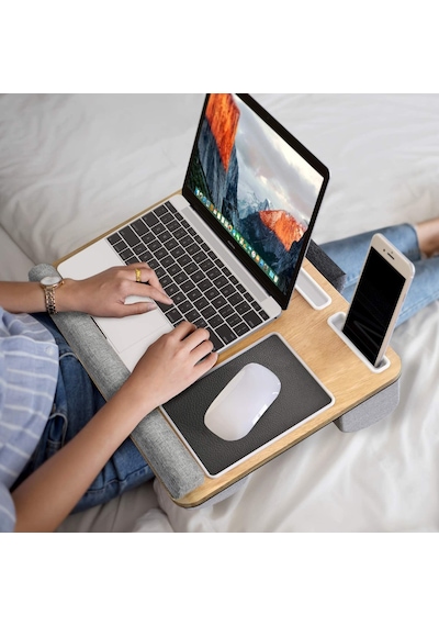 Konfeksiyon-Market Portatif Laptop Sehpası Tablet Bölmeli Yastıklı Notebook Masası